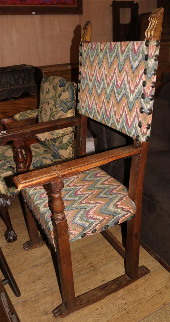 A walnut elbow chair